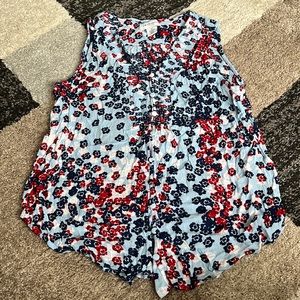 Liz Claiborne sleeveless floral top, size PL petite large GUC!